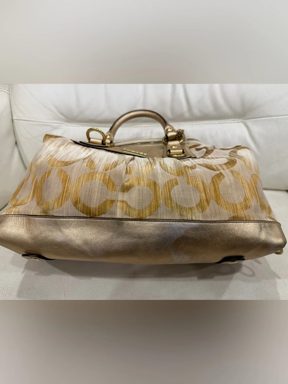 Coach Vintage Y2K Ashley Madison Metallic Gold Tan Satchel Purse Bag